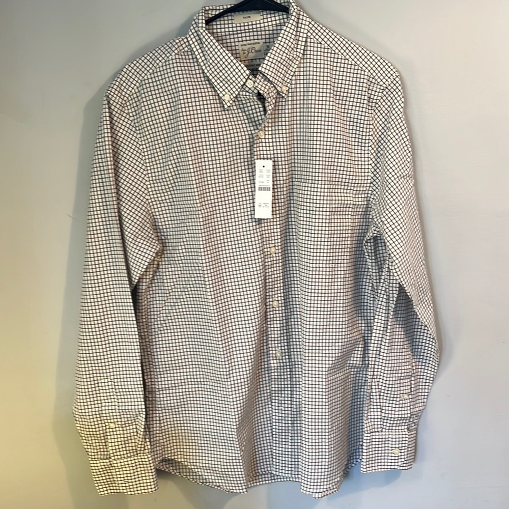 NWT J Crew 100’s 2-Ply Yarns Slim Button Down sz M
